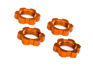 Wheel nuts, splined, 17mm, serrated (orange-anodized) (4) Wheel nuts, splined, 17mm, serrated (orange-anodized) (4)
