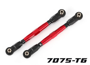 Toe links, front (TUBES red-anodized, 7075-T6 aluminum, stronger than titanium) (88mm) (2)/ rod ends, rear (4)/ rod ends, front (4)/ aluminum wrench (1) Toe links, front (TUBES red-anodized, 7075-T6 aluminum, stronger than titanium) (88mm) (2)/ rod ends, rear (4)/ rod ends, front (4)/ aluminum wrench (1)