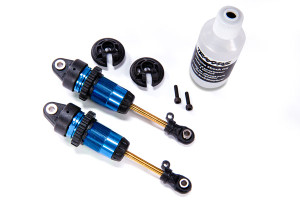 Shocks, GTR long blue-anodized, PTFE-coated bodies with TiN shafts (fully assembled, without springs) (2) Shocks, GTR long blue-anodized, PTFE-coated bodies with TiN shafts (fully assembled, without springs) (2)