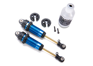 Shocks, GTR xx-long blue-anodized, PTFE-coated bodies with TiN shafts (fully assembled, without springs) (2) Shocks, GTR xx-long blue-anodized, PTFE-coated bodies with TiN shafts (fully assembled, without springs) (2)