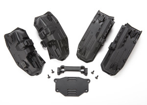 Fenders, inner (narrow), front & rear (2 each)/ rock light covers (8)/ battery plate/ body mount/ 3x8 flat-head screws (4)/ 2.5x6 CS (10) Fenders, inner (narrow), front & rear (2 each)/ rock light covers (8)/ battery plate/ body mount/ 3x8 flat-head screws (4)/ 2.5x6 CS (10)