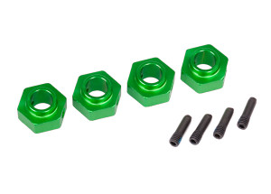 Wheel hubs, 12mm hex, 6061-T6 aluminum (green-anodized) (4)/ 3x10 screw pin (4)
