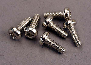 Screws, 3x8mm roundhead self-tapping (6)
