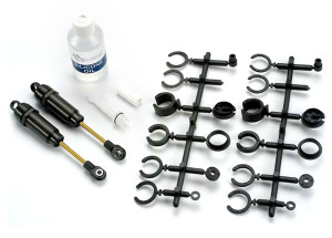 Big-bore shocks (long) (hard-anodized & PTFE-coated T6 aluminum) (assembled with TiN shafts) w/o springs (2) Big-bore shocks (long) (hard-anodized & PTFE-coated T6 aluminum) (assembled with TiN shafts) w/o springs (2)