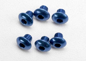Screws, 4x4 button-head machine, aluminum (blue) (hex drive) (6)