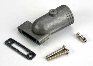 Exhaust header/ header gasket/ pressure fitting/ fitting gasket/ header screws (2) Exhaust header/ header gasket/ pressure fitting/ fitting gasket/ header screws (2)