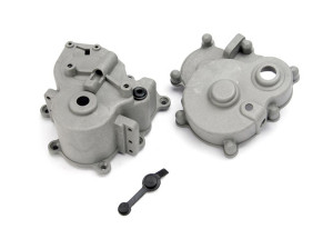 Gearbox halves (F&R)/ rubber access plug/ shift detent ball/ spring/ 4mm GS/ shift shaft seal, glued Gearbox halves (F&R)/ rubber access plug/ shift detent ball/ spring/ 4mm GS/ shift shaft seal, glued