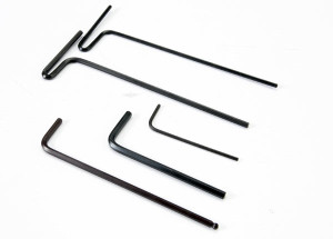 Hex wrenches; 1.5mm, 2mm, 2.5mm, 3mm, 2.5 ball Hex wrenches; 1.5mm, 2mm, 2.5mm, 3mm, 2.5 ball