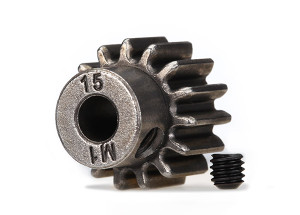 Gear, 15-T pinion (1.0 metric pitch) (fits 5mm shaft)/ set screw (for use only with steel spur gears)