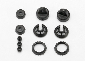 Caps and spring retainers, GTR shock (upper cap (2)/ hollow balls (4)/ bottom cap (2)/ upper retainer (2)/ lower retainer (2) Caps and spring retainers, GTR shock (upper cap (2)/ hollow balls (4)/ bottom cap (2)/ upper retainer (2)/ lower retainer (2)