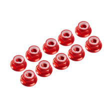Ultimate Racing 4 MM. ALU. NYLON NUT W/FLANGE RED (10 PCS)