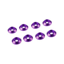 Ultimate Racing 3mm Aluminum Cap Head Cone Washer (8) (Purple)