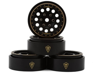 Treal Hobby Type A 1.0" 12-Hole Brass Beadlock Wheels (Black) (40g ea) (4)