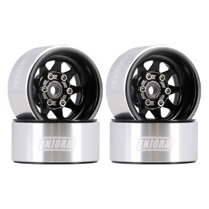INJORA 1.0" Stamped Steel -3.78mm Offset Wheels for Micro Crawlers (Black) (W1004)