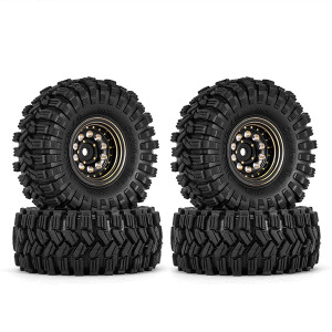 INJORA 1.0" 58*24mm -2.65mm Offset Brass Wheel Set for Micro Crawlers(Black) (4)