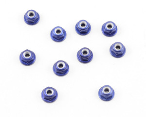 Team Associated Factory Team 3mm Aluminum Flanged Locknut (Blue) (10) Team Associated Factory Team 3mm Aluminum Flanged Locknut (Blue) (10)