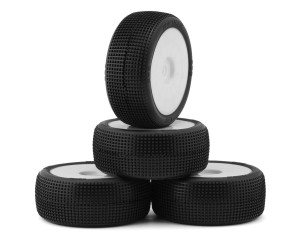 TZO Tires 402 1/8 Buggy Non-Glued Tire Set (White) (4) (Supreme Clay)