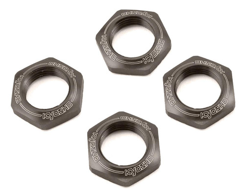 Kyosho 17mm 1/8 Serrated Wheel Nut (Gun Metal) (4)