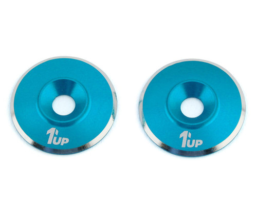 1UP Racing 3mm LowPro Wing Washers (Bright Blue Shine) (2)