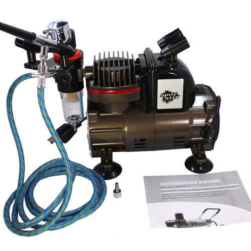 Spaz Stix - Dual Action Gravity Feed Airbrush & Air Compressor Combo