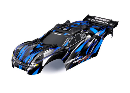 Body, RustlerÆ 4X4 Ultimate, blue (painted, decals applied) (assembled with front & rear body mounts and rear body support for clipless mounting)