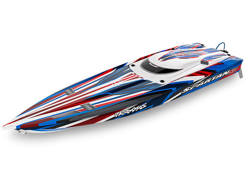 Traxxas Spartan SR:  Brushless 36" Race Boat with TQi Traxxas Link Enabled 2.4GHz Radio System & Traxxas Stability Management (TSM)Æ 103076-4-RED