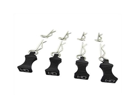Hot Racing 1/10 Aluminum EZ Pulls w/Body Clips (Black) (4)