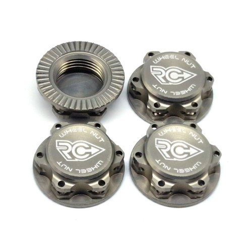 RC-Project 17mm Aluminum Serrated Fine Thread Wheel Nuts (4) (Grey)