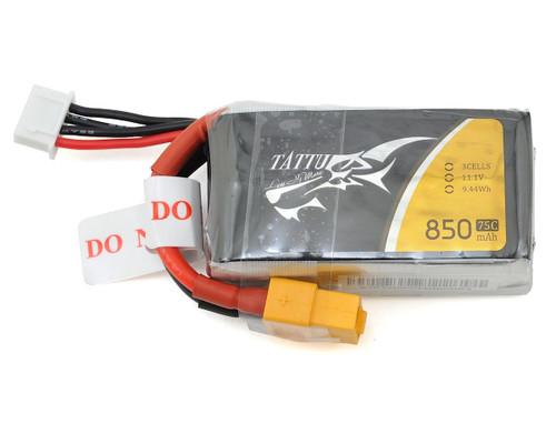 TATTU 3S LIPO BATTERY 850MAH 75C W/XT60 PLUG