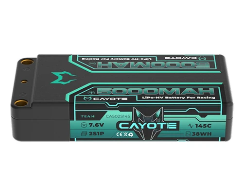 CAYOTE 2S 5000MAH 145C LCG SHORTY LIHV BATTERY W/5MM BULLETS