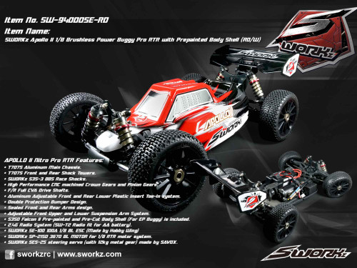 SWORKz Apollo 1/8 Brushless Power Buggy Pro RTR W/ Prepainted Body Shell