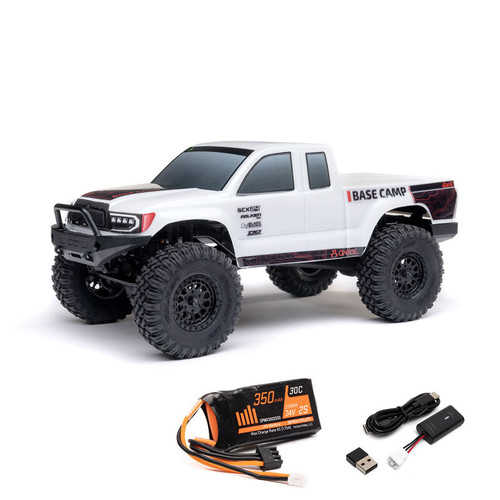 1/24 SCX24 Base Camp 4X4 RTR Brushed Rock Crawler (Battery & Charger Included), White