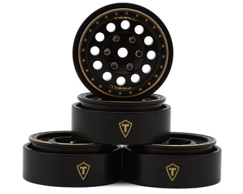 Treal Hobby Type A 1.0" 12-Hole Brass Beadlock Wheels (Black) (40g ea) (4)