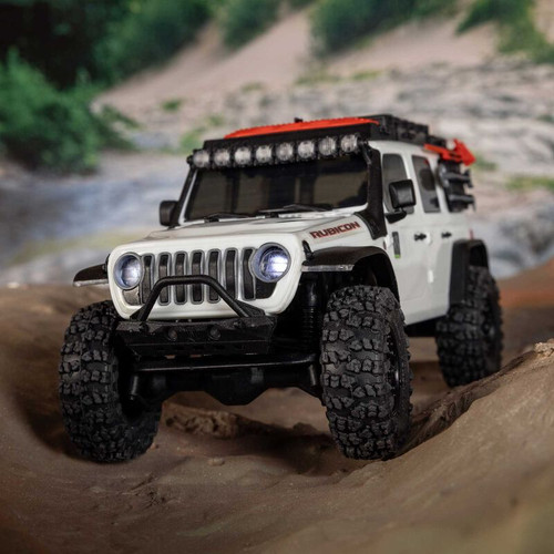 SCX30 Jeep Wrangler JLU 4X4 RTR Brushed Rock Crawler 1/30 (Battery & Charger Included), White