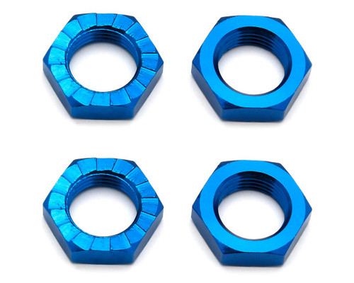 Team Associated 17mm Aluminum Serrated Wheel Hex Nut (Blue) (4)