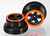 Wheels, SCT, black, orange beadlock style, dual profile (2.2" outer 3.0" inner) (4WD f/r, 2WD rear) (2)