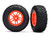 Tires & wheels, assembled, glued (SCT Split-Spoke orange wheels, SCT off-road racing tires, foam inserts) (2) (4WD f/r, 2WD rear) (TSMÆ rated)