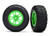 Tires & wheels, assembled, glued (SCT Split-Spoke green wheels, SCT off-road racing tires, foam inserts) (2) (4WD f/r, 2WD rear) (TSMÆ rated)