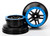 Wheels, SCT split-spoke, black, blue beadlock style, dual profile (2.2" outer 3.0" inner) (2WD front) (2)