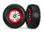 Tires & wheels, assembled, glued (SCT Split-Spoke chrome, red beadlock style wheels, SCT off-road racing tires, inserts) (2) (front/rear)