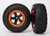 Tire & wheel assy, glued (SCT, black, orange beadlock wheels, SCT off-road racing tires, foam inserts) (2) (4WD f/r, 2WD rear) (TSMÆ rated)