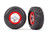 Tires & wheels, assembled, glued (SCT satin chrome wheels, red beadlock style, SCT off-road racing tires, foam inserts) (1 each, right & left)