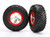 Tires & wheels, assembled, glued (SCT, satin chrome, red beadlock wheels, ultra soft S1 compound off-road racing tires, foam inserts) (2) (2WD Rear, 4WD F/R)