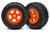 Tires and wheels, assembled, glued (SCT orange wheels, SCT off-road racing tires) (1 each, right & left)