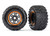 Tires & wheels, assembled, glued (black, orange beadlock style wheels, MaxxÆ MT tires, foam inserts) (2) (17mm splined) (TSMÆ rated)