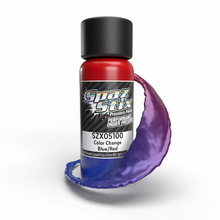 Spaz Stix - Color Change Airbrush Paint, Blue/Red, 2oz Bottle