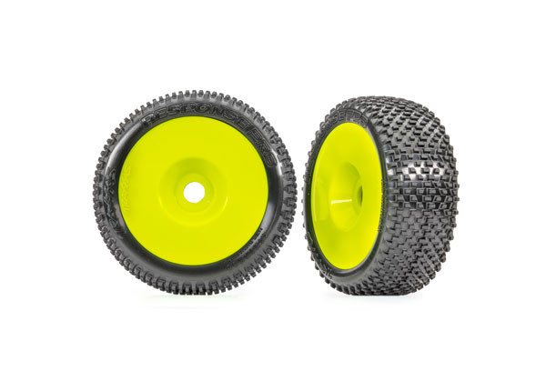 Tires & wheels, assembled, glued (yellow dished 3.0" wheels, Response Pro 3.0" tires, foam inserts) (2)