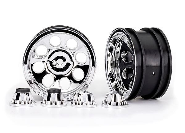 Wheels, 2.2", classic chrome (2)/ center caps (front (2), rear (2)) (requires #8255A extended thread stub axle)