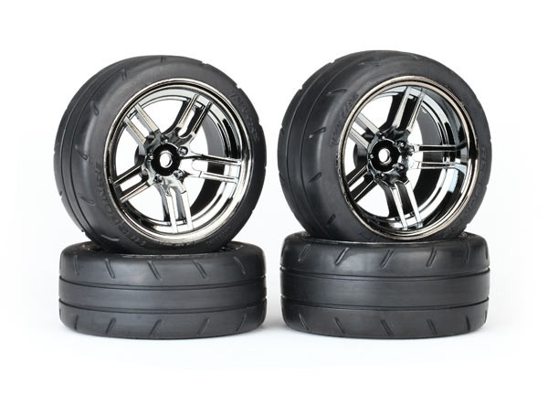 Tires & wheels, assembled, glued (split-spoke black chrome wheels,†1.9" Response tires, foam inserts) (front (2), rear (extra wide) (2)) (VXL rated)