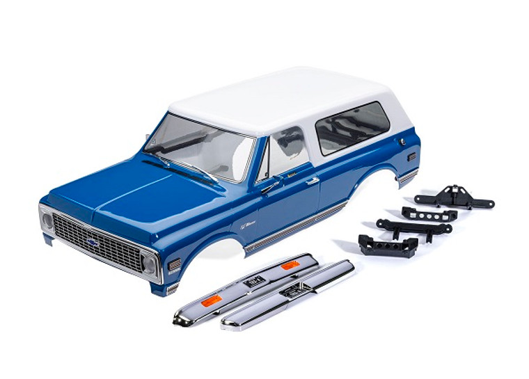 Body, Chevrolet Blazer (1972), complete, blue & white (painted) (includes grille, side mirrors, door handles, windshield wipers, front & rear bumpers, clipless mounting) (requires #8072X inner fenders)